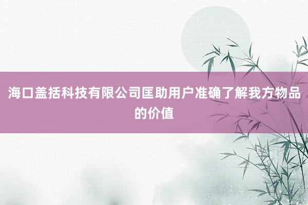 海口盖括科技有限公司匡助用户准确了解我方物品的价值